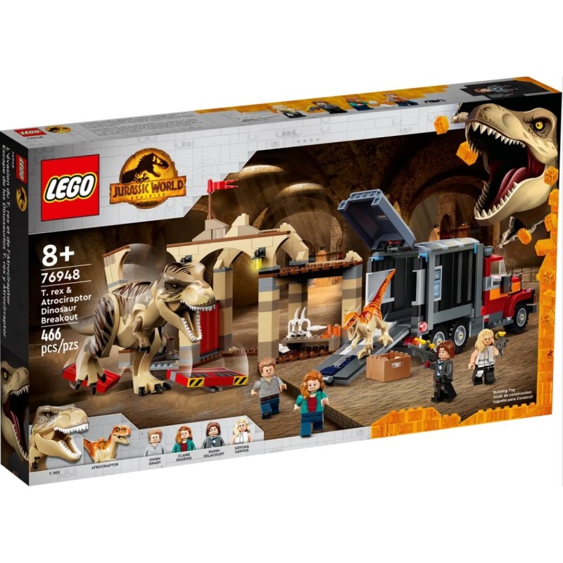 LEGO JURASSIC WORLD L EVASION DU T.REX ET DE L ATROCIRAPTOR 76948