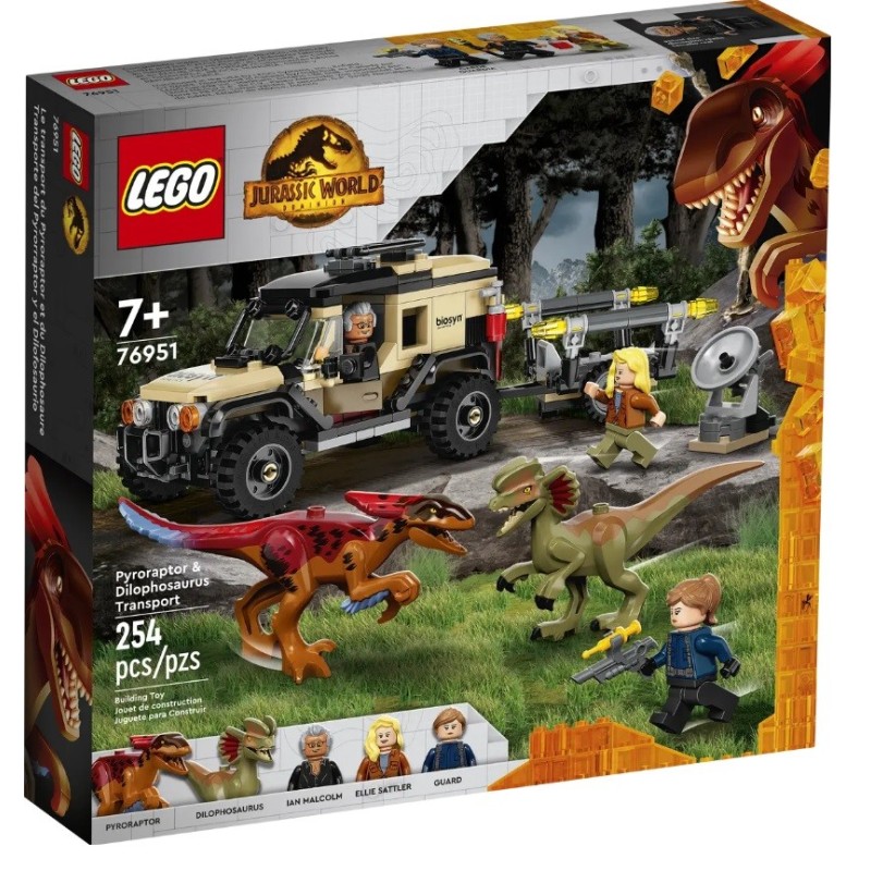 LEGO JURASSIC WORLD LE TRANSPORT DU PYRORAPTOR ET DU DILOPHOSAURUS 76951