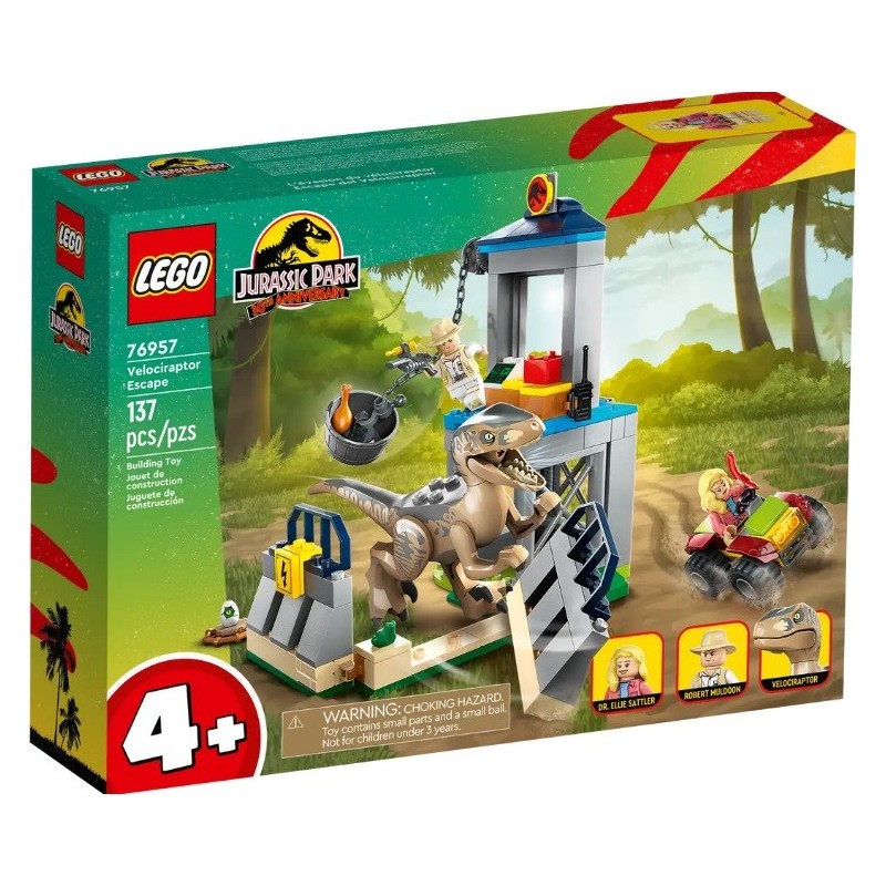 LEGO JURASSIC WORLD L EVASION DU VELOCIRAPTOR 76957