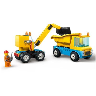 LEGO CITY LES CAMIONS DE CHANTIER ET LA GRUE A BOULE DE DEMO 60391